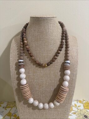 Vintage Boho wooden necklace Long necklace Double stack it or wear it long 🩵 39”
